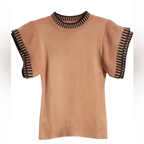 NWOT Vici Collection Contrast Sweater Top - Mocha - Picture 5 of 6